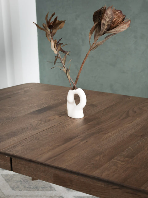 Solid oak extendable dining transformer table smoked Atlante