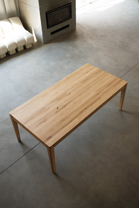 Extendable dining table 200-285x100 cm with leaf in solid oak wood natural Cortona Max