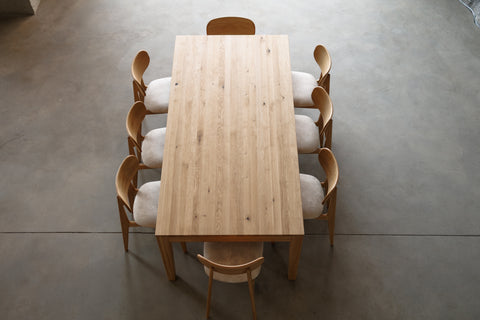 Extendable dining table 200-300x100 cm with 2 leaves in solid oak wood natural Ravello Max