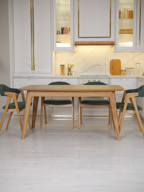 Extendable solid wood oak table natural 160-205x90x76 cm Toscana