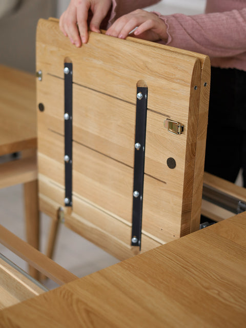 Extendable solid wood oak table natural 160-205x90x76 cm Toscana