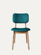 Solid oak wood dining chair brown turquoise soft 81 cm Mevis