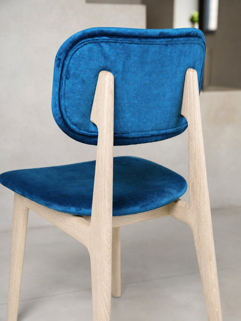Chair 81 cm of solid oak and fabric modern soft seat nordic Mevis