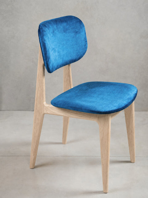 Chair 81 cm of solid oak and fabric modern soft seat nordic Mevis