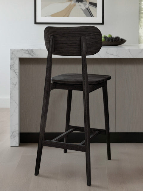 Sedia da bar in legno massello di rovere nero seduta rigida Paolo