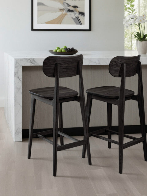 Sedia da bar in legno massello di rovere nero seduta rigida Paolo