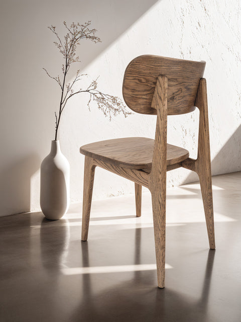 Sedia da pranzo in rovere massello fumè 80 cm Paolo.