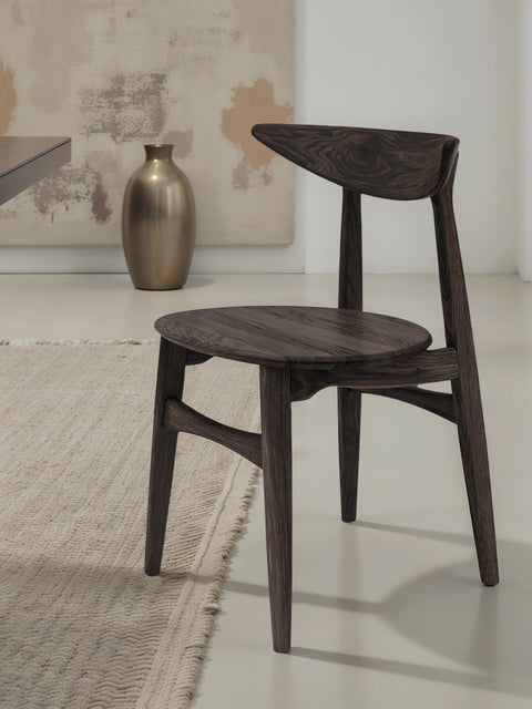 Sedia da pranzo in rovere massello nera moderna rigida 75 cm Positano