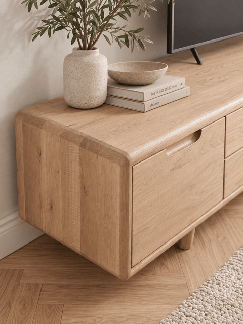 Mobile porta TV in rovere massello sbiancato 180 cm Portofino