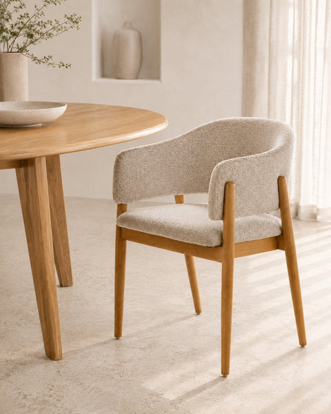 Sedia da pranzo  in rovere massello naturale beige Sonata