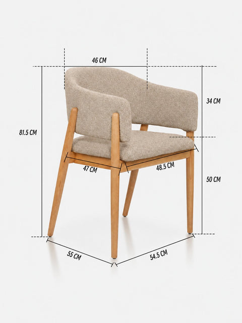 Sedia da pranzo  in rovere massello naturale beige Sonata