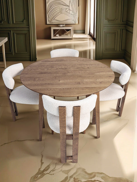 Tavolo da pranzo allungabile in legno massello di rovere fumè 120-220 cm Nico