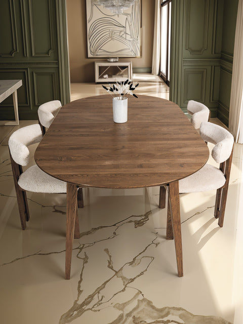 Tavolo da pranzo allungabile in legno massello di rovere fumè 120-220 cm Nico