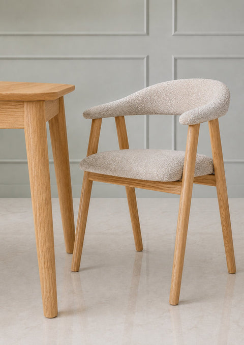 Sedia da pranzo in rovere massello naturale imbottita 76 cm Armonia