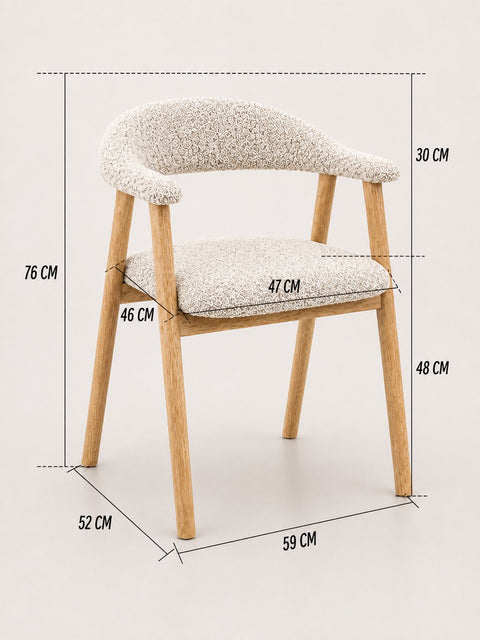 Solid oak wood dining chair natural soft  76 cm Armonia