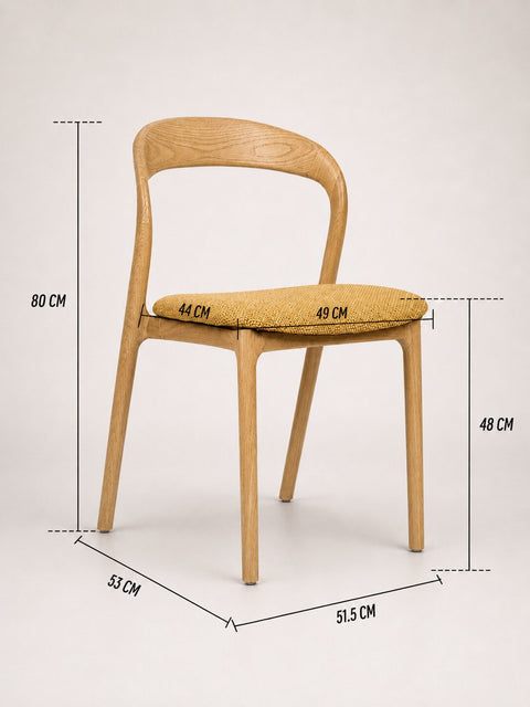 Solid oak wood dining chair natural yellow 80 cm Arco