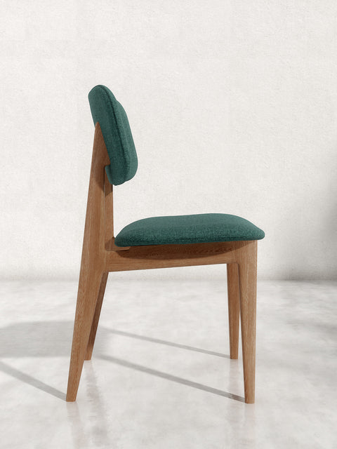 Sedia da pranzo in massello di rovere marrone verde morbida Mevis