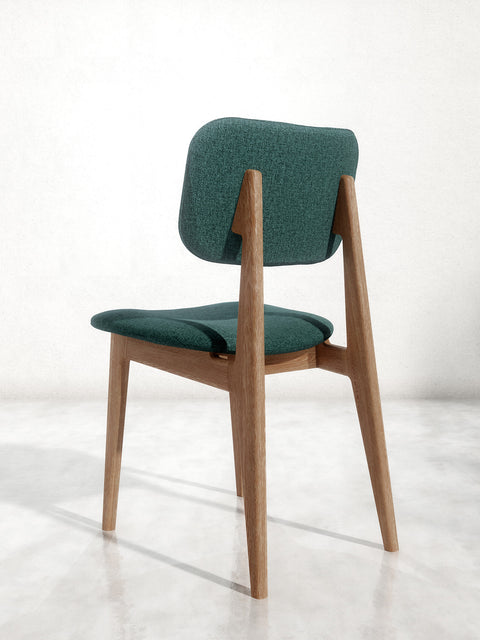 Sedia da pranzo in massello di rovere marrone verde morbida Mevis