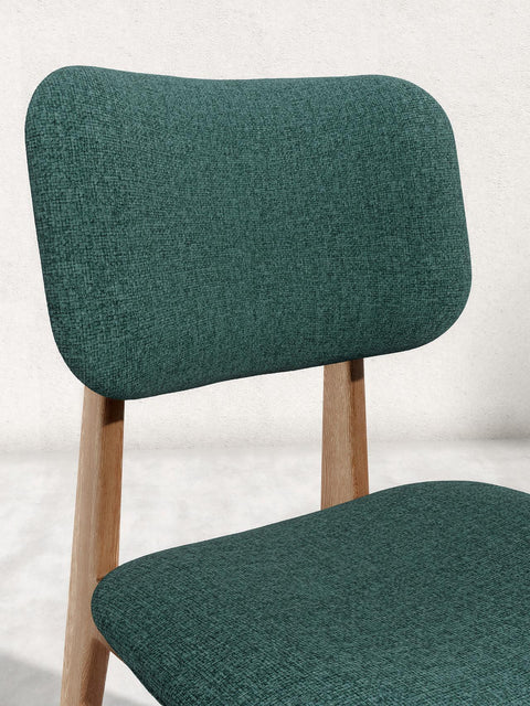 Sedia da pranzo in massello di rovere marrone verde morbida Mevis