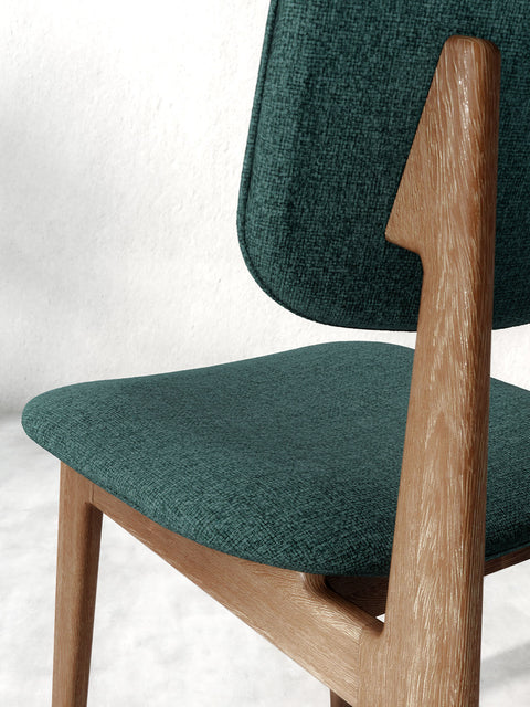 Sedia da pranzo in massello di rovere marrone verde morbida Mevis