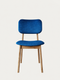 Solid oak wood chair smoked blue velour Mevis