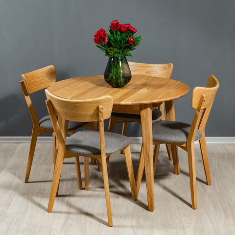 4 Sedia da pranzo in rovere massello europeo con sedile rigido in stile moderno miele Hill