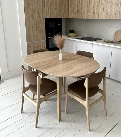 4 Sedia da pranzo in rovere massello europeo con sedile rigido in stile moderno miele Hill