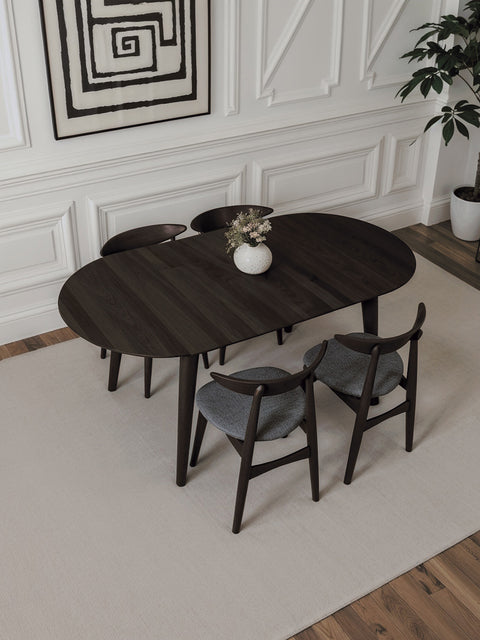 Dining Table of solid oak modern nordic black Florence