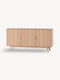 Cabinet 3 door from solid oak natural modern 160x45x80 cm Hense