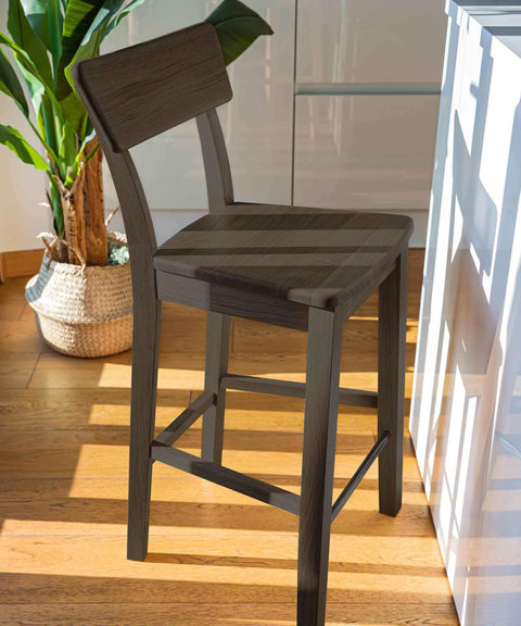 Bar chair of solid oak modern nordic black 36x37x93 cm Tense