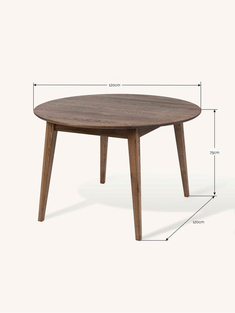 Extendable dining table of solid oak wood 120-220 cm Nico