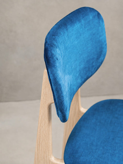 Chair 81 cm of solid oak and fabric modern soft seat nordic Mevis
