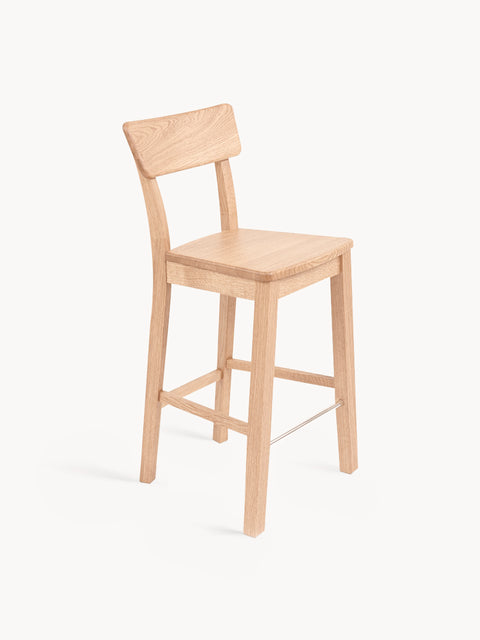 Bar chair of solid oak modern nordic white 37x36x93 cm Tense