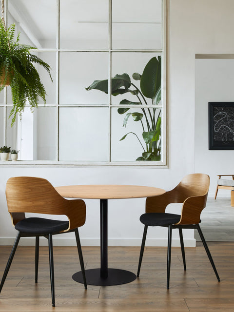 Tavolo da pranzo rotondo in rovere massello moderno bianco Echo