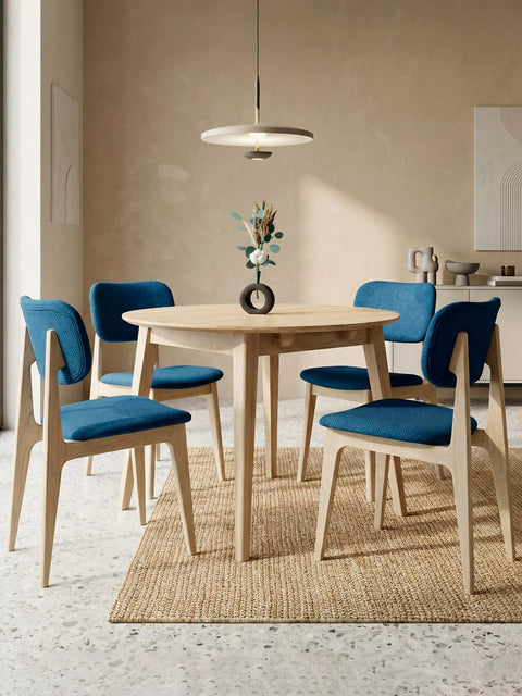 Sedia 81 cm in rovere massello e tessuto moderno con sedile morbido bianca Mevis