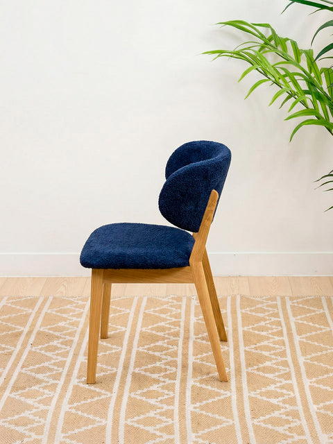 Sedia da pranzo in rovere massello naturale blu notte Volterra