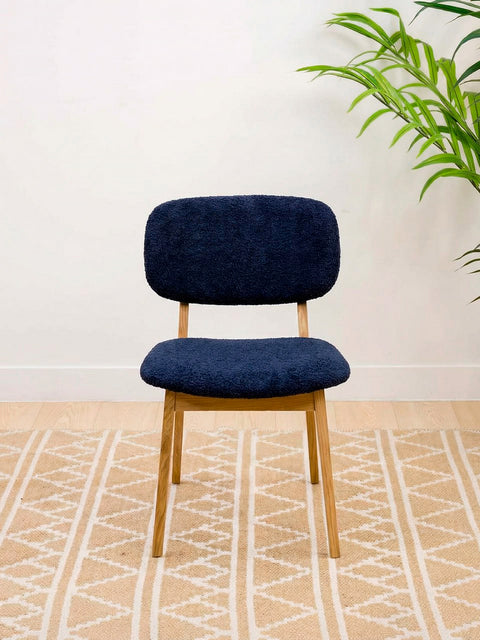 Sedia da pranzo in rovere massello naturale blu notte Volterra