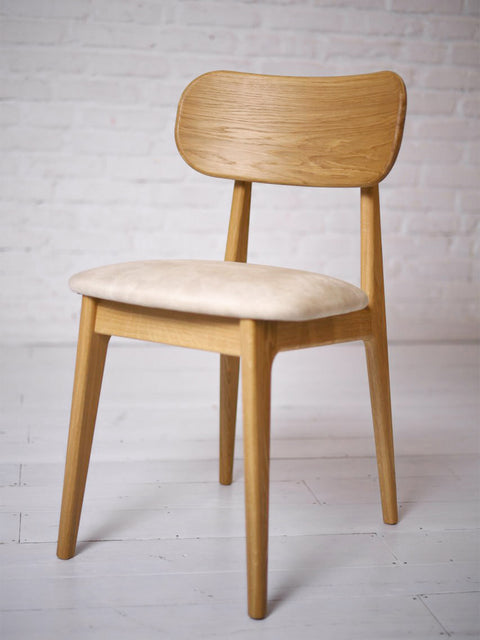 Sedia in rovere massello naturale con seduta imbottita 80 cm Paolo