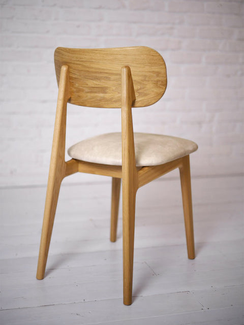 Sedia in rovere massello naturale con seduta imbottita 80 cm Paolo