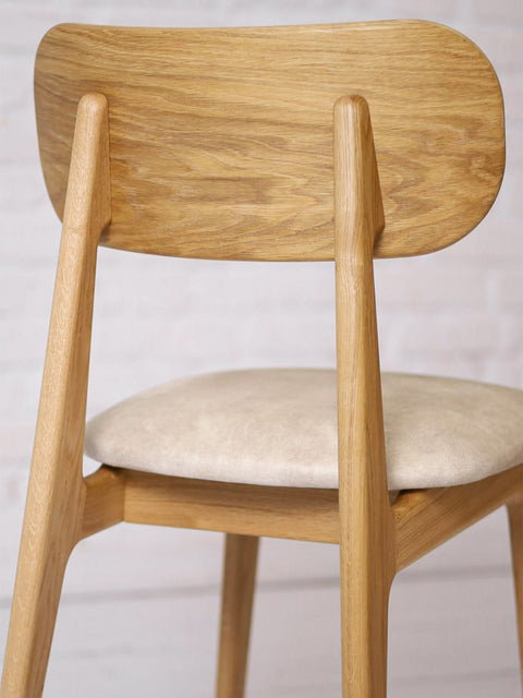 Sedia in rovere massello naturale con seduta imbottita 80 cm Paolo