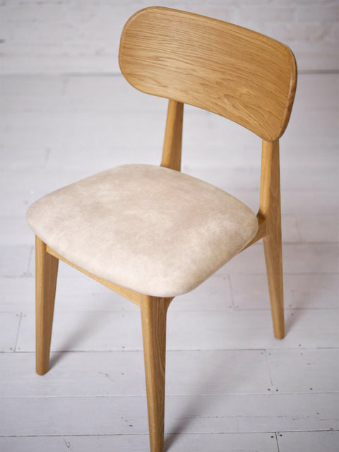 Sedia in rovere massello naturale con seduta imbottita 80 cm Paolo