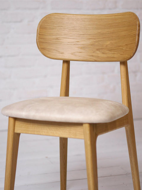 Sedia in rovere massello naturale con seduta imbottita 80 cm Paolo