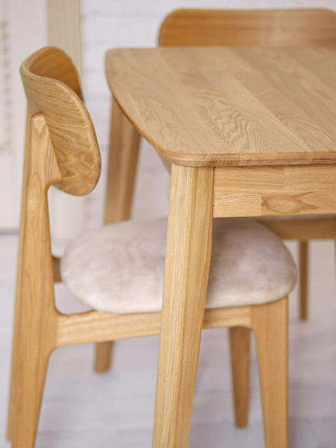 Sedia in rovere massello naturale con seduta imbottita 80 cm Paolo