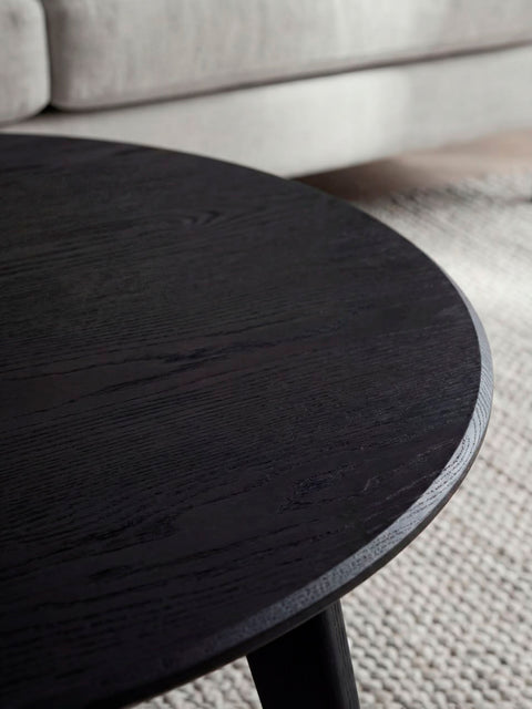 Coffee table 70 cm solid oak natural oil finish modern black Logan