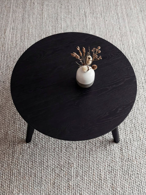 Coffee table 70 cm solid oak natural oil finish modern black Logan