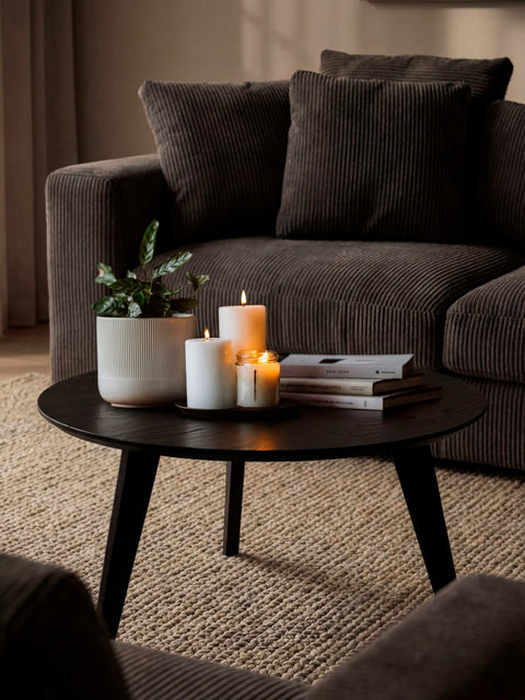 Coffee table 70 cm solid oak natural oil finish modern black Logan