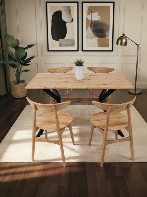 Sedia da pranzo in rovere massello naturale moderna rigida 75 cm Positano
