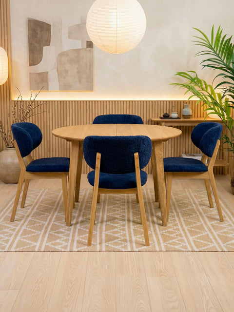 Sedia da pranzo in rovere massello naturale blu notte Volterra